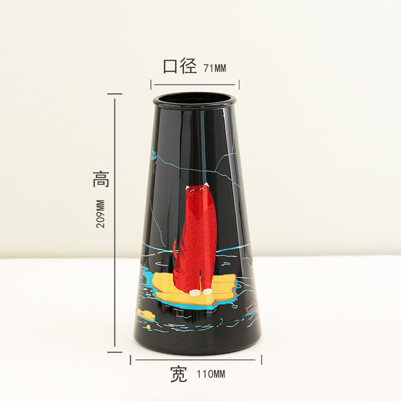 Whimsical Cat Raft Vase
