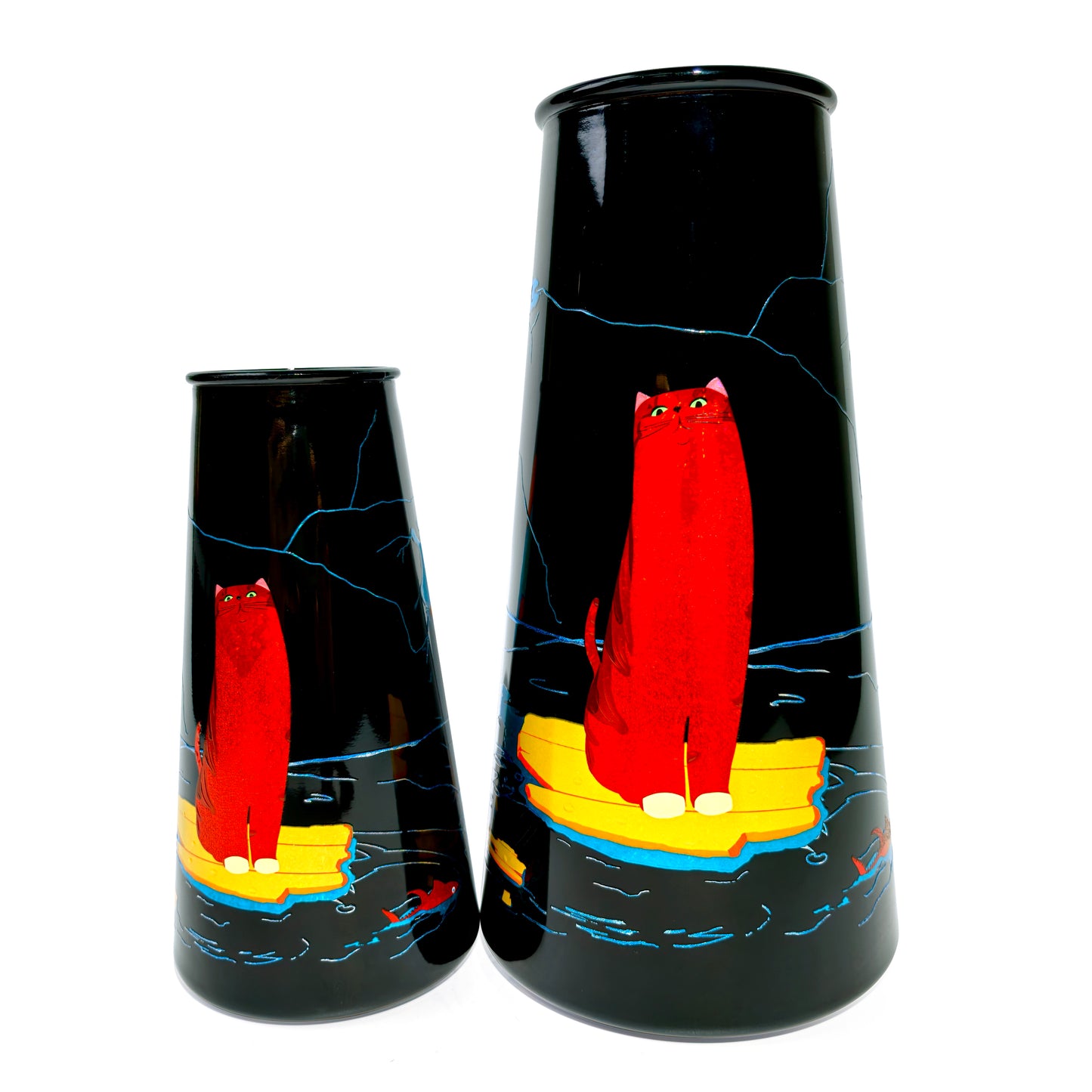Whimsical Cat Raft Vase