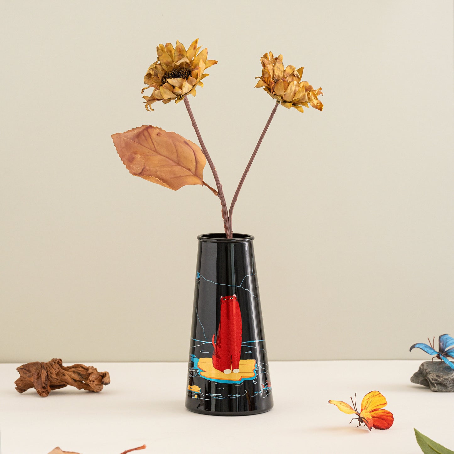 Whimsical Cat Raft Vase