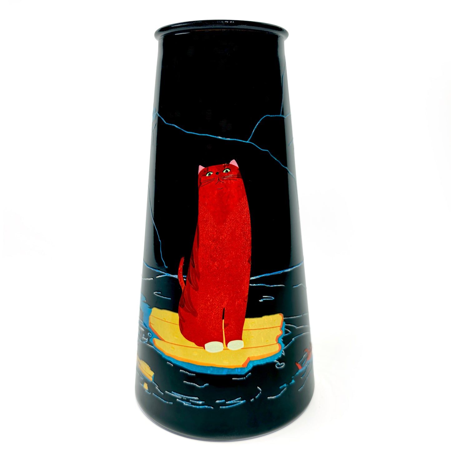 Whimsical Cat Raft Vase