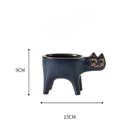 Flowerpot Cute Cat Ceramic Flower Pot Cat Succulent Cactus Mini Flower Pot Suitable for Home Office Restaurant Decoration Home Garden Decoration