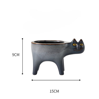 Flowerpot Cute Cat Ceramic Flower Pot Cat Succulent Cactus Mini Flower Pot Suitable for Home Office Restaurant Decoration Home Garden Decoration