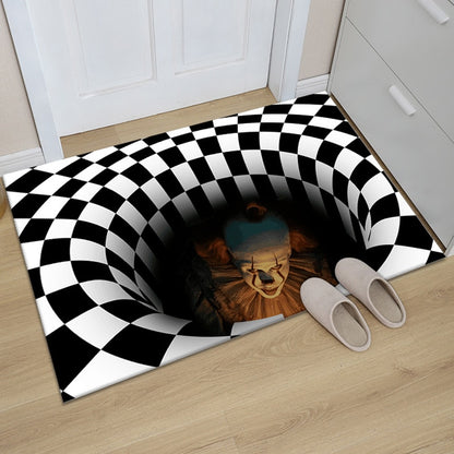 3D Sewer Manhole Cover Horror Home Carpet Clown Trap Visual Living Room Floor Mat 40*60CM Halloween Christmas Decor for Home