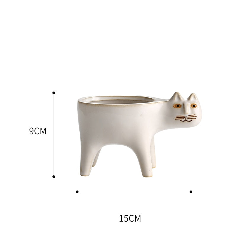 Flowerpot Cute Cat Ceramic Flower Pot Cat Succulent Cactus Mini Flower Pot Suitable for Home Office Restaurant Decoration Home Garden Decoration