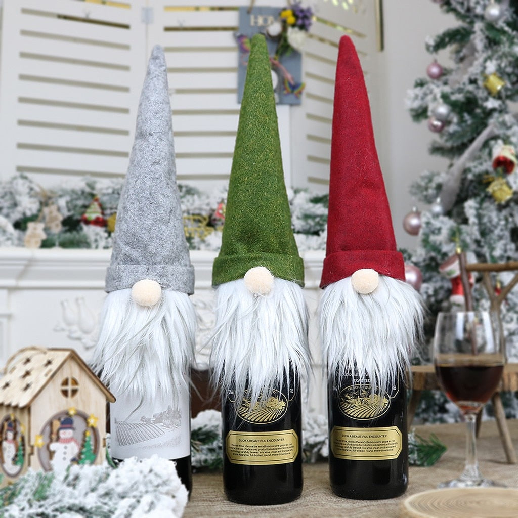 Christmas Gnome Wine Bottle Cover -- Bixtore.com