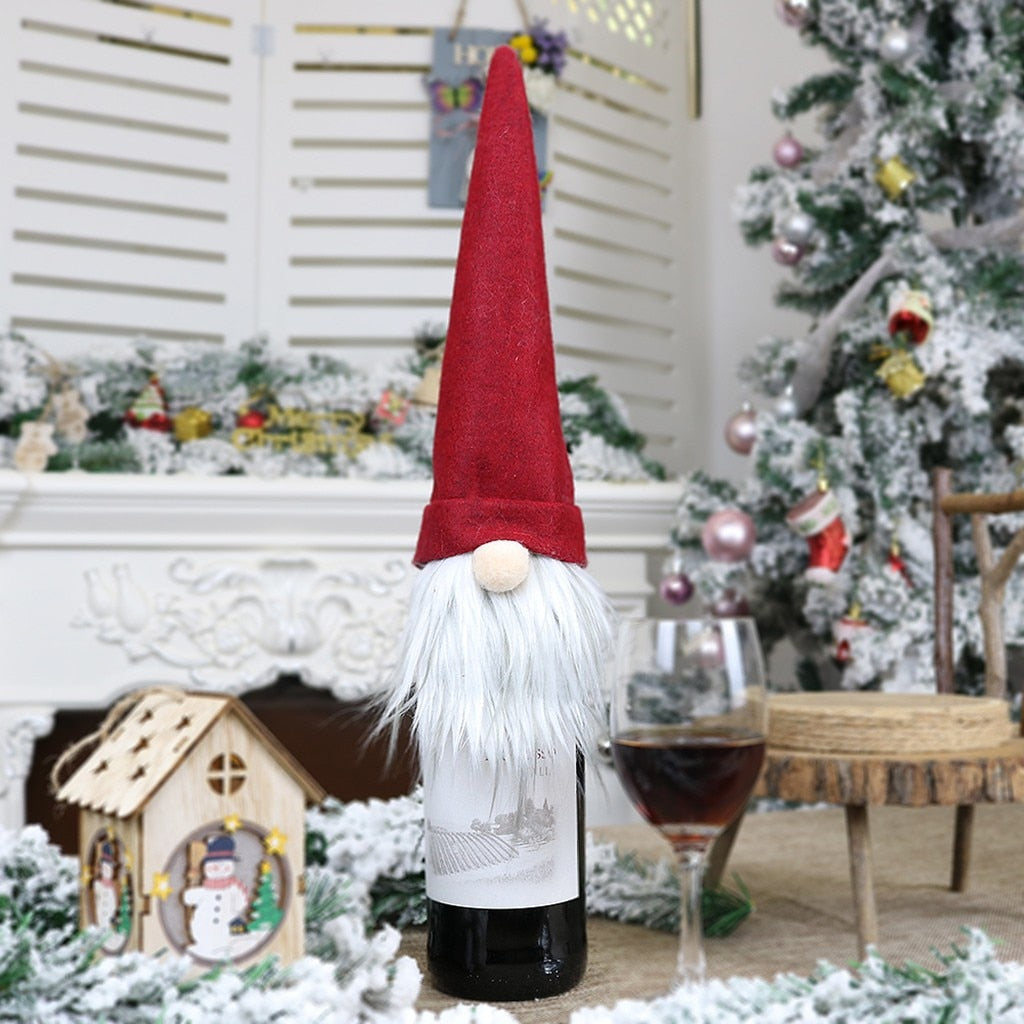 Christmas Gnome Wine Bottle Cover -- Bixtore.com