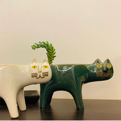 Flowerpot Cute Cat Ceramic Flower Pot Cat Succulent Cactus Mini Flower Pot Suitable for Home Office Restaurant Decoration Home Garden Decoration